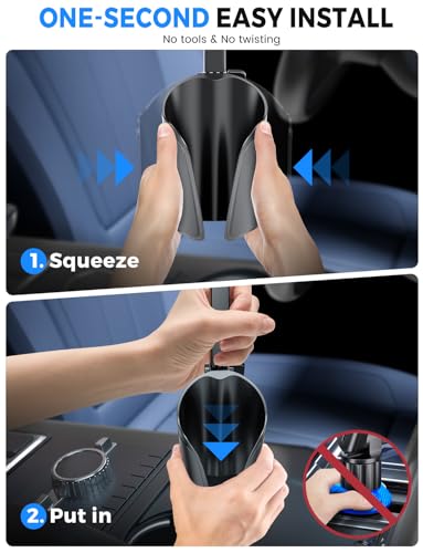 eSamcore Cup Holder Phone Holder, Unobstructed Cup Holder Phone Mount for Your Car Cupholder (2.5"-4") with Flexible C-Shaped Base, 360° Swiveling, 0.8" Deep Clamp Compatible with iPhone 4.7"–7"
