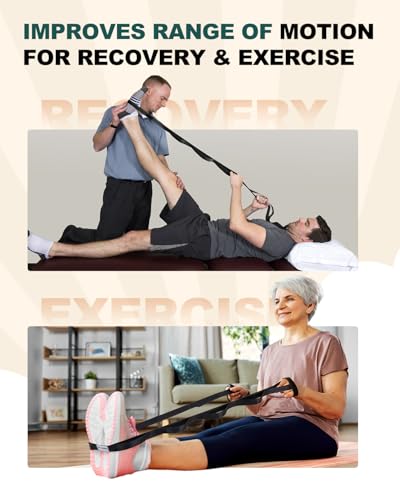 Trideer Stretching Strap for Physical Therapy & Home Rehab, Non-Elastic Yoga Strap for Stretching with Loops for Hamstring, Calf & Back Stretcher Mobility, Hip & Pilates