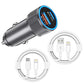 iPhone Car Charger,USB C Fast Car Charger[Apple MFi Certified] Apple Car Charging 38W Dual Port CarCharger Cigarette Lighter Adapter 2x3ft PD&QC 3.0 Lightning Cable for iPhone 14/13/12 Pro/11/Airpods