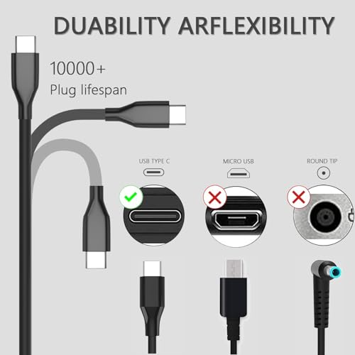 Laptop Charger-45W USB-C Power Adapter Compatible with HP Chromebook,Fast Charging for USB C Laptop Charger,6FT Type C Power Cord