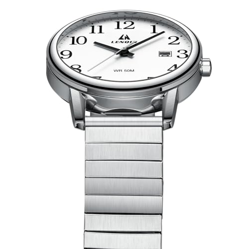 LN LENQIN Mens Watches Easy Read Analog Quartz Sport Waterproof Watch for Men with Date and 38mm Stainless Steel Expansion Band