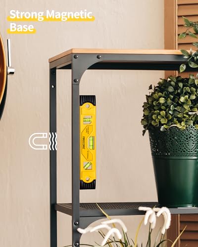 Torpedo Level Magnetic, Firecore 9 Inch Shockproof Small Leveler Tool with 3 Bubble Spirit Level 45 90 180 Degree, Construction Levelers for Hanging Pictures Install Shelf Home Renovation
