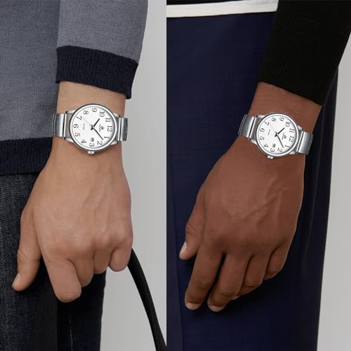 LN LENQIN Mens Watches Easy Read Analog Quartz Sport Waterproof Watch for Men with Date and 38mm Stainless Steel Expansion Band