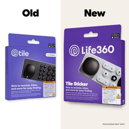Life360 Tile Sticker - Small Bluetooth Tracker, Remote Finder and Item Locator for Bikes, Glasses and More. Both iOS and Android Compatible. Phone Finder. 1-Pack (Black)