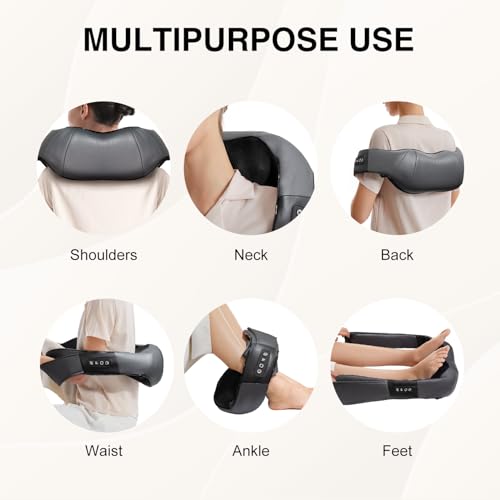 Nekteck Shiatsu Neck & Back Massager with Heat – Electric Kneading Shoulder Massager for Relaxation, Comfort, and Stress Relief (Not Cordless)