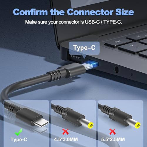 65W Type USB-C Charger Compatible with HP Chromebook and More Usbc Power Supply Adapter Fast Power Cord SM65CL SM45CL-01 02 SK90A200225 SK90200325