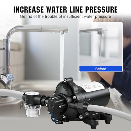 ECO-WORTHY 33-Series Industrial Water Pressure Pump 110V AC 4.0GPM 50PSI RV Fresh Water Diaphragm Pump include Garden Hose Adapters for Irrigation Marine Boat Sprinkler Faucet