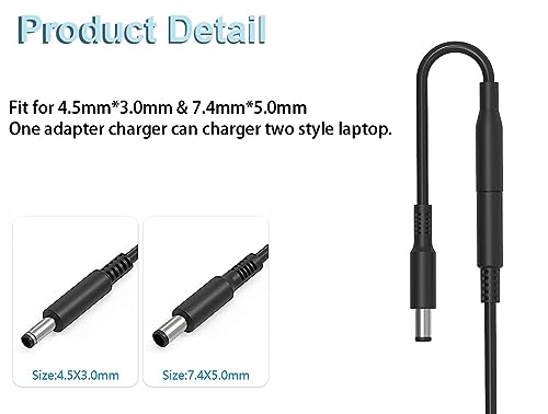 65W/45W Laptop Charger Fit for Dell Inspiron 15 3000 5000 7000 3511 3535 3530 3520 3521 3525 5620 5625 3552 5420 5425 5579 Latitude 3310 3420 3540 Vostro 3425 3520 5630 AC Power Supply Adapter Cord