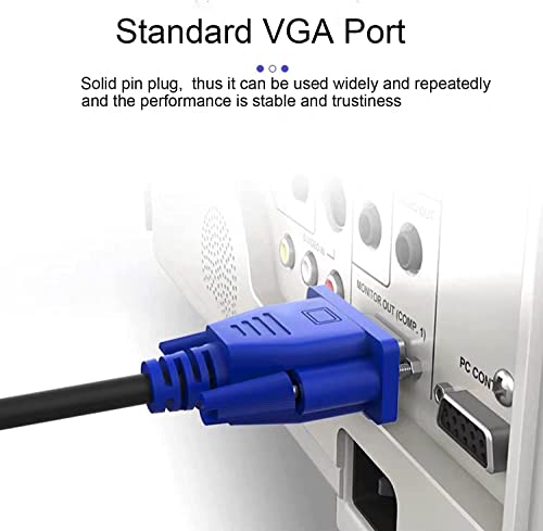 VGA Cable 6 Feet, Gold-Plated Shielded VGA Male to Male Monitor Computer Cable Adapter Cord 15 Pin HD15 1080P@60Hz Full HD High Resolution for TV Computer Projector-Blue-Upgraded