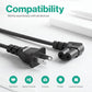 AC 90 Degree Right Angle 2 Prong TV Power Cord Replacement 5ft L Shaped Angled IEC C7 TV Cable for Samsung, LG, TCL, Hisense, Sony, Vizio, Insignia, Sharp, Toshiba