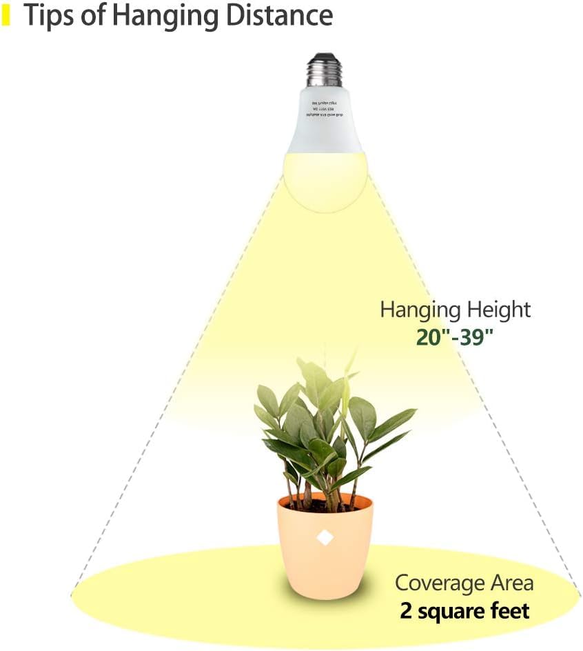 3 Pack A19 LED Grow Light Bulbs – Full Spectrum 9W E26, Dimmable, Indoor Plant & Greenhouse (100W Replacement)