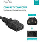 Universal 3-Prong AC Power Cable for Computer, TV, Monitor and More, 6 Feet (1.82 Meters), Black