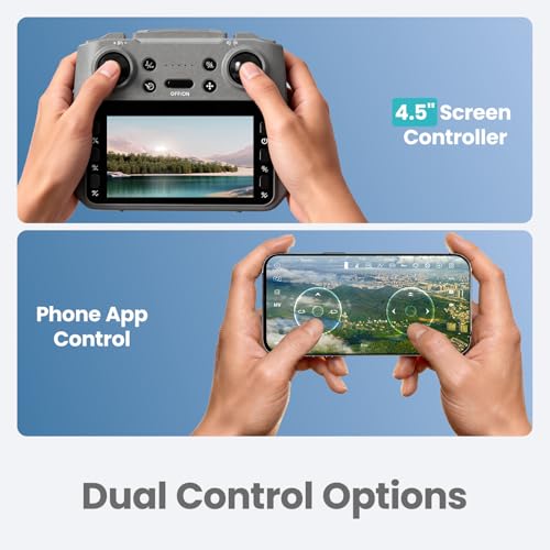 Drone for Kids with Camera, Foldable RC Quadcopter with 4.5" Remote Screen, Brushless Motor, Optical Flow Hover, Adjustable Camera, 360° Flip, Gesture Photo/Video, One Key Start/Land, Birthday Gift Toy
