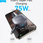 Anker Retractable USB-C Car Charger, 75W Max Fast Charging with Built-in Retractable Cable Car Adapter, Car Accessories for iPhone 17/16 Series, Galaxy S25/S24, MacBook Pro/Air, iPad, and More