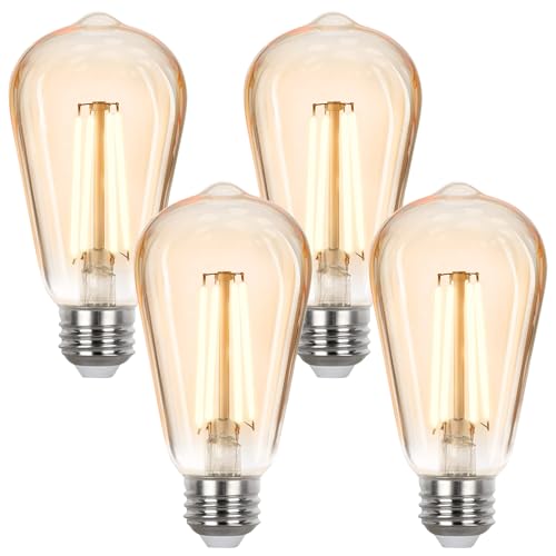 Sigalux LED Edison Bulbs 40 watt Equivalent, E26 Light Bulb Dimmable, Soft White 2700K, Amber Glass ST58 Vintage LED Bulbs, 90+ CRI, 4.5W 400LM, E26 Base, 4 Pack