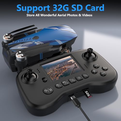 Drone with Camera for Adults LCD Screen FPV Live Video, Professional Brushless Motor 270° Obstacle Avoidance 3D Flips, Foldable RC Mini Quadcopter for Beginners Support 32G SD Card Max Under 250G Gift