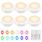 BLS LED Puck Lights with Remote Control, Wireless Under Cabinet & Closet Lighting, RGB 13 Color Changing Lights with Dimmer, Timer & AA Battery Operated, Push, Touch, Stick on for Night, White, 6 Pack