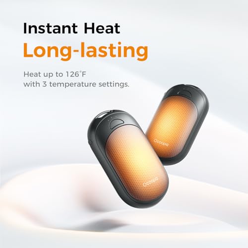OCOOPA Magnetic Hand Warmers Rechargeable 2 Pack, UL Safety Heat 100-126°F, 3-Settings, Pocket-Sized, Max. 8 Hrs Long Lasting,Great for Raynauds, Golf, Hunting, Camping, Gifts for Men Women, UT3 Lite