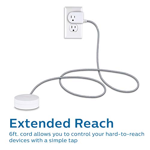 Philips Grounded Plug with Braided Cord, 6 Ft Long Power Cable, ON/Off Switch, for Tabletop or Wall Mount, Perfect for Lamps/Seasonal Lights, 3 Prong,Slip Resistant Base,SPS1611WA/37,White