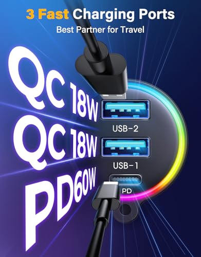 JOYROOM 96W FM Transmitter Bluetooth 6.0 Car Adapter Aux with 3 Charging Ports【PD 60W & 2 * 18W】【Air Vent Installation for Safe】 Deep HiFi Bass Player Wireless Radio Fun Car Accessories Gift Set