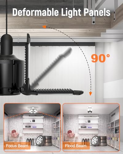 Adiding LED Garage Light 2-Pack, 20,000LM Super Bright, 6+1 Deformable Panels, Screw-In E26 Base for Workshop, Basement, Attic, Warehouse, Utility