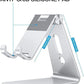 Adjustable Cell Phone Stand, OMOTON Aluminum Desktop Cellphone Stand with Anti-Slip Base and Convenient Charging Port, Fits All Smart Phones, Silver