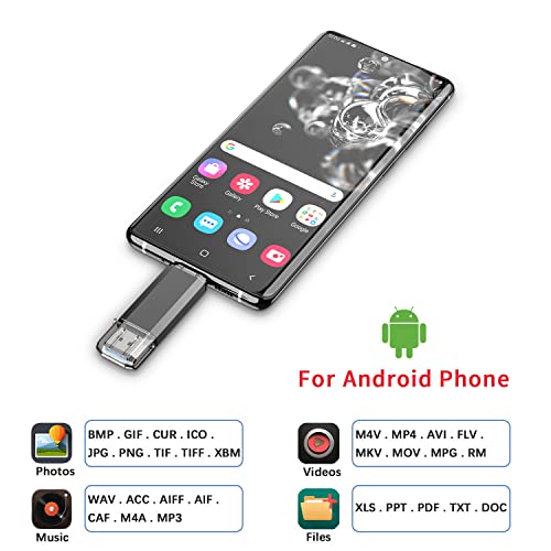 Vansuny 128GB USB C Flash Drive 2 in 1 OTG USB 3.0 + Type C Memory Stick with Keychain Dual Type C Thumb Drive Photo Stick Jump Drive for Android Smartphones, Computer, Tablet, PC
