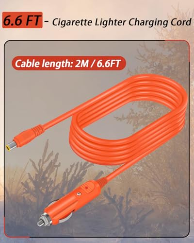 YEZriler 14AWG Car Charging Cable for Jackery Portable Power Station Explorer 3000 2000 1500 1000 880 550 500 300 290 240 160 Jackery Accessories Cigarette Lighter Charger DC Adapter Cord 2M - Orange