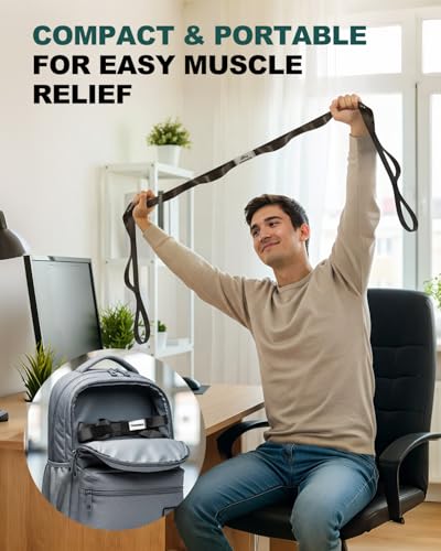 Trideer Stretching Strap for Physical Therapy & Home Rehab, Non-Elastic Yoga Strap for Stretching with Loops for Hamstring, Calf & Back Stretcher Mobility, Hip & Pilates