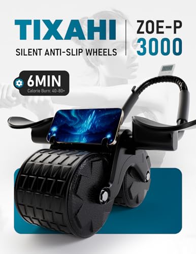 2026 Upgraded Automatic Rebound Ab Roller with Elbow Support, Dual Wide Wheel Ab Workout Equipment for Core Strength Training, Silent Ab Wheel for Beginners Men Women Home Gym Fitness