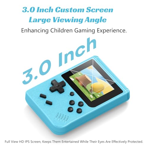 Mini Retro Handheld Games Console, Built-in 400 Video Games,Portable Video Gaming Player with 3.0 Inch IPS Screen and Rechargeable Battery (Blue)