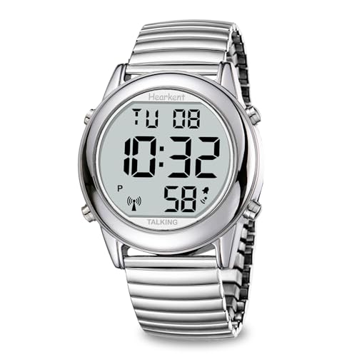 Large Digital Talking Watch English Speaking for The Blind, Elderly or Visually impaired Receives US Signals Automatic Time and Date Correction Big Numbers Easy to See Loud and Clear-Hearkent-2117M
