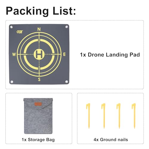 CQT Drone Landing Pad Universal Waterproof Weighted Portable Fast-Foldable Helipad Launch for DJI Avata 360 Mavic 3 4 Pro/Mini 2 SE/Air 2 2S/Mini 3 4 5 Pro/Mavic 2/Holy Stone/FPV/Avata 2/RC Quadcopters Accessories (55CM Yellow+Dark Gray)
