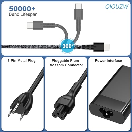 65W USB C Slim Laptop Charger Compatible with HP Laptop Charger HP Spectre X360 Elitebook Envy Omnibook Chromebook Elite Dragonfly ProBook Zbook Fast Charing Type C AC Adapter Power Cord Supply