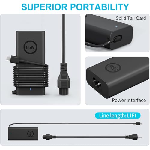New 65W USB C Laptop Charger for Dell Laptop Charger,Dell USB C Charger for Dell Latitude 3340 3440 3540 5420 5430 5440 5520 7430 7420 7440,XPS 13 9360,Chromebook 3100 Type C AC Power Adapter Cord