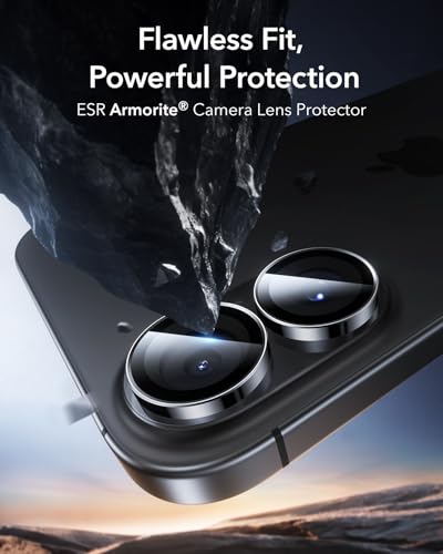 ESR Camera Lens Protector for iPhone 17/iPhone 16/iPhone 16 Plus, Ultra-tough HD Individual Lens Protectors, Ultra-thin Tempered Glass, 1 Pack, Black