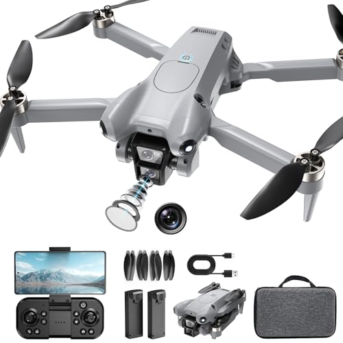 PRO Drone with Camera for Adults 4K,Brushless Motors Drone for Kids Beginners,40mins Flight Time with 2 Batteries,FPV Foldable RC Quadcopter,Toys Gifts for Teen Boys Girls, Beginner（Grey）
