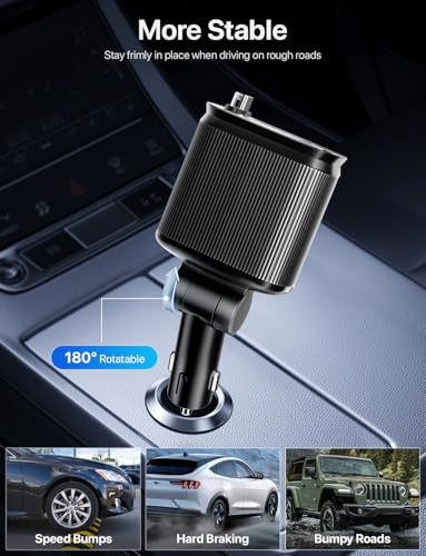 Retractable Car Charger with Starlight, 66W Starlight in Car roof 4 in 1 Retractable Car Phone Charger Adapter, Fast Charging USB C Cable, Compatible with iPhone 17/16/15/14/13/12