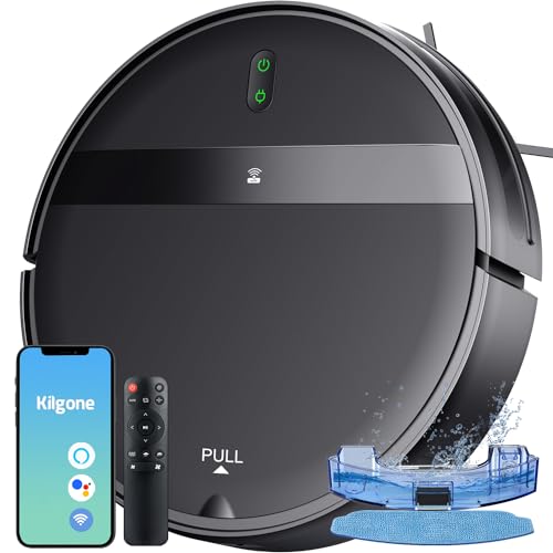 Kilgone Robot Vacuum and Mop Combo for Pet Hair & Homes - App/Voice Control, Tangle-Free Suction & Smart 3D Avoidance, Ultra-Slim & Quiet, Self-Charging for Hard Floors and Low-Pile Carpet
