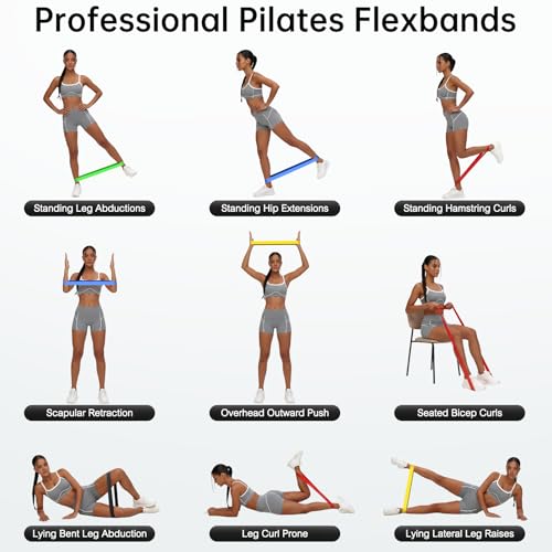 Resistance Bands for Working Out, 5-Pack Elastic Exercise Bands for Strength Training, Stretching, Workout; Home Gym Equipment for Women Men, Pilates Yoga Physical Therapy, Leg Glute Arm Exercise Kit