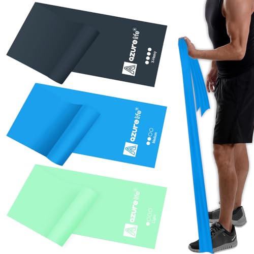 A AZURELIFE Resistance Bands,Professional Long Non-Latex Elastic Stretch Bands,Exercise Bands for Physical Therapy, Yoga, Pilates, Rehab, at-Home or The Gym Workouts, Strength Training