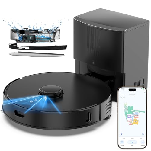 E10+ Robot Vacuum and Mop Combo Self‑Emptying with 8000Pa Suction, LiDAR Navigation, Home Mapping, 75‑Day Capacity, 150 Mins Runtime, APP & Voice Control Robot Vacuum Cleaner for Hair, Floors, Carpets