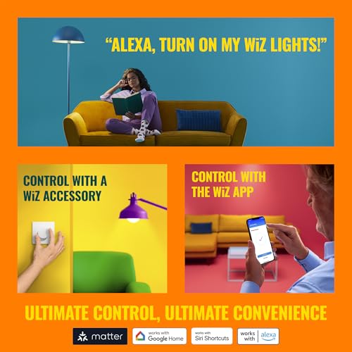 WiZ Connected Smart Light Bulbs, 2-Pack, Color A19 60W 800LM E26 Indoor LED Lights, Smart Bulbs with Motion Detection, Control with Voice or App