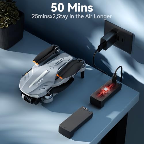 Drone with 4K Camera for Adults - B16 GPS Under 250g, Brushless Motor, Lightweight and Foldable RC Quadcopter for Beginners Toys Birthday Present, 50 Mins Long Flight