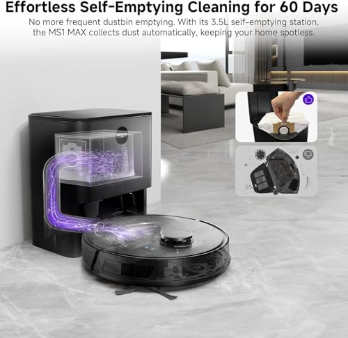 MONSGA Robot Vacuum and Mop Combo, 6000Pa Robotic Vacuum with 3.5L Self Emptying Station, Lidar Navigation Robot Vacuum Cleaner, 180mins Runtime, APP/Remote/Voice Control, for Hard Floors and Carpets