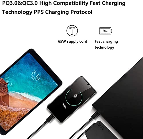 Universal USB Type C 65W 45W Laptop Charger Compatible with Lenovo Dell Hp Acer chromebook Asus Samsung Sony Computer Charger Fast Charging Type C AC Adapter Power Cord Supply