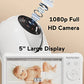 Momcozy Video Baby Monitor, 1080P 5" HD Baby Monitor with Camera & Wall Mount, Infrared Night Vision, 5000mAh Battery, 2-Way Audio, Temperature Sensor, Lullabies, 960ft Range, Ideal for New Moms, BM01
