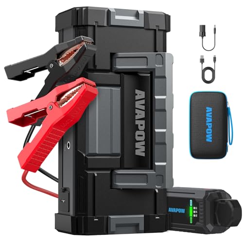 AVAPOW 6000A Car Battery Jump Starter Portable (12V DC Output for All Gas or up to 12L Diesel), Jump Box for Car Battery with USB3.0 Power Bank, Jump Pack with SOS Bright Light