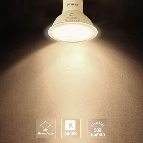 GEPLAD 6-Pack GU10 LED Bulb Dimmable, 3000K Soft White GU10 Bulb Replacement for Track Lighting, 582LM, 6W(50W Equivalent) LED Light Bulb for Kitchen, Range Hood, Living Room, Bedroom