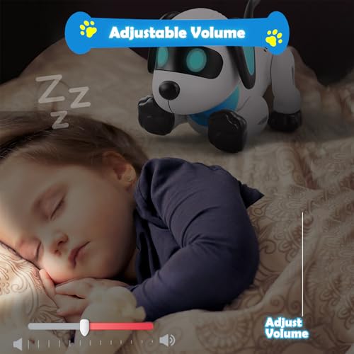 yiman Remote Control Robot Dog Toy – Programmable Smart Robot Dog for Kids 3+, Interactive Dancing & Sound, RC Stunt Toys with LED Eyes, Electronic Pet Toy for Boys & Girls Gifts (Blue)